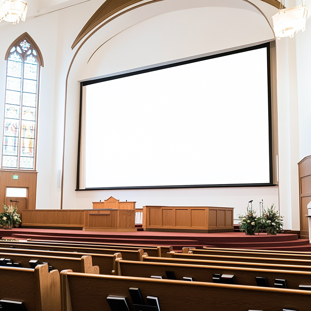 Audiovizuális képernyő a templomban